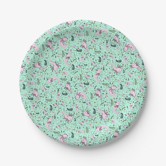 Assiettes En Carton Axolotl en vert (Devant)