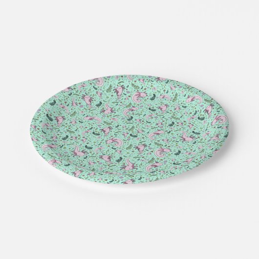 Assiettes En Carton Axolotl en vert (Angle)