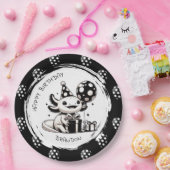 Assiettes En Carton Axolotl et ballons noirs et blancs Anniversaire (Fête)