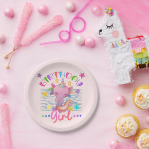 Assiettes En Carton Axolotl Unicorn Anniversaire Fille Thème Coloré