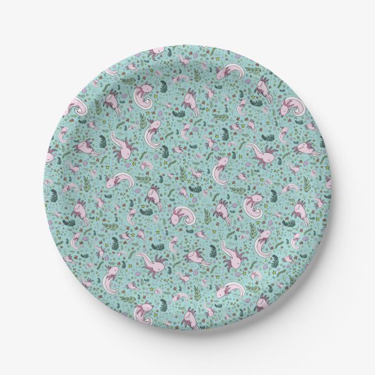 Assiettes En Carton Axolotls en bleu (Devant)