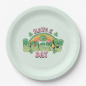 Assiettes En Carton Ayez une Typographie rétro de jour chanceux (Devant)