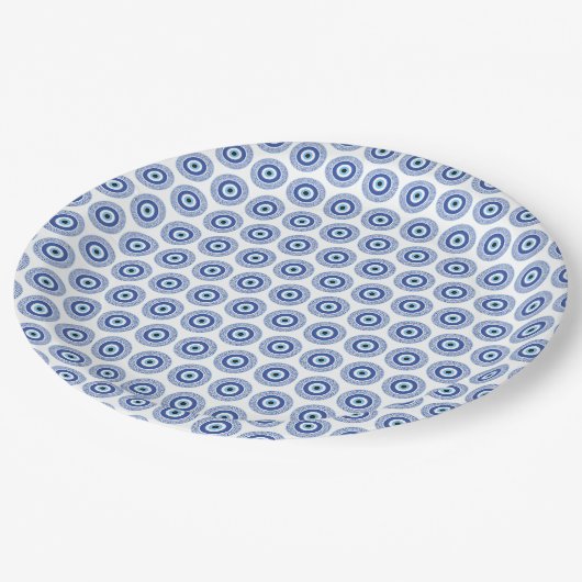 Assiettes En Carton Aztec Cercle grec Clé mal Motif oeil bleu (Angle)