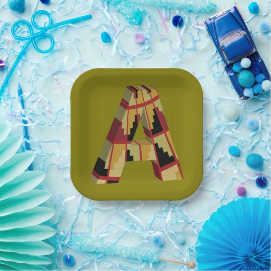 Assiettes En Carton Aztec Navajo Pattern Letter A (Fête)
