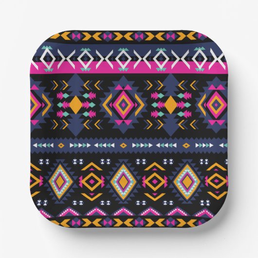 Assiettes En Carton Aztèque coloré (Recto)