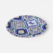 Assiettes En Carton Azulejo Motif espagnol Carreaux marine Monogramme  (Angle)