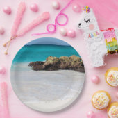 Assiettes En Carton Azure Ocean Sandy Beach Photo (Fête)
