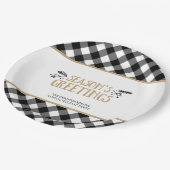 Assiettes En Carton B&W Buffalo Check JOYEUSES FÊTES personnalisés (Angle)