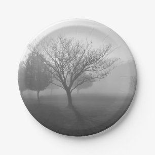 Assiettes En Carton B&W Foggy Morning Sunrise