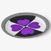 Assiettes En Carton B&W Purple Hearts Beating (Angle)