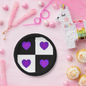 Assiettes En Carton B&W Purple Hearts Beating (Fête)