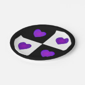 Assiettes En Carton B&W Purple Hearts Beating (Angle)