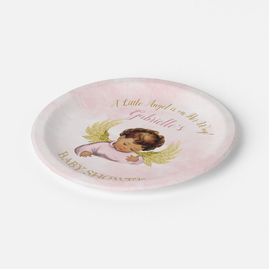 Assiettes En Carton Baby Angel Girl Rose Gold Ethnic (Angle)