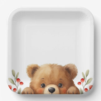 Assiettes En Carton Baby Bear And Rowan Berries Baby Shower