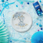 Assiettes En Carton Baby Blue Floral mignonne Elephant Baby shower gar (Fête)