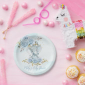 Assiettes En Carton Baby Blue Floral mignonne Elephant Baby shower gar (Fête)