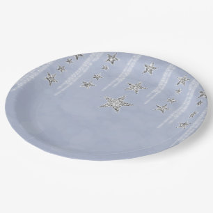 Assiettes En Carton Baby Blue & Silver Parties scintillant Stars Sweet