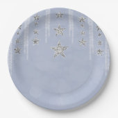Assiettes En Carton Baby Blue & Silver Parties scintillant Stars Sweet (Devant)