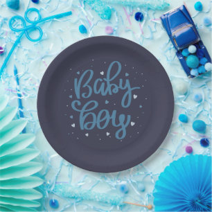 Assiettes En Carton Baby Boy Blue Baby Shower