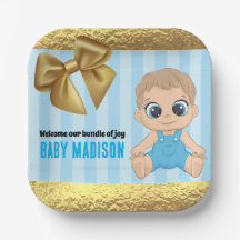 Baby Boy Blue et Gold Babyshower Invitation