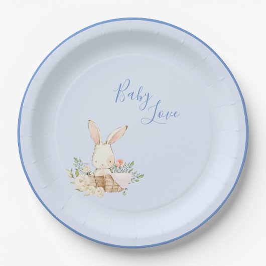 Assiettes En Carton Baby Boy Blue Script mignon Baby shower adorable (Devant)