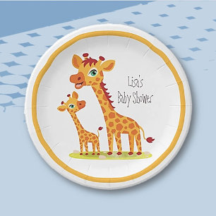 Assiettes En Carton Baby Boy Douche Giraffe Papier de fête Plaque
