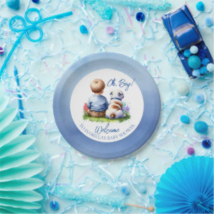 Assiettes En Carton Baby Boy et son Baby shower Bulldog