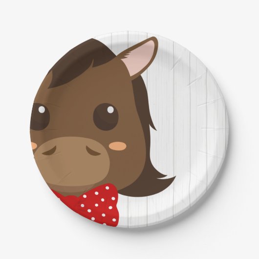 Assiettes En Carton Baby Boy Red Horse Baby shower Plaques en papier (Devant)