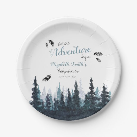Assiettes En Carton Baby boy Rustic aventure babyshower (Devant)