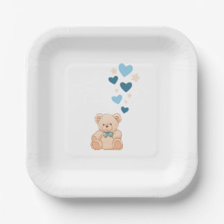 Assiettes En Carton Baby Boy Teddy Bear Party Plates