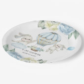 Assiettes En Carton Baby Bunny Hot Air Balloon bleu | Plaques de papie (Angle)