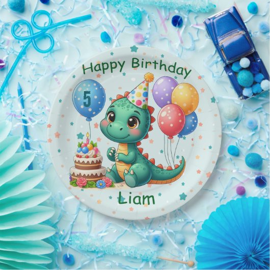 Assiettes En Carton Baby Dino Birthday Party Plates (Fête)
