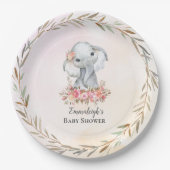 Assiettes En Carton Baby Elephant Boho Chic Baby shower (Devant)