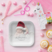 Assiettes En Carton Baby First Christmas Photo Overlay Nom du script (Fête)
