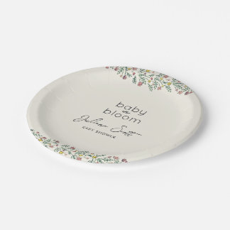 Assiettes En Carton Baby Fleur Sauvage Dessinée à la Main Baby Shower
