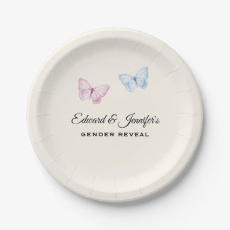 Assiettes En Carton Baby Gender Reveal Butterflies 7-in