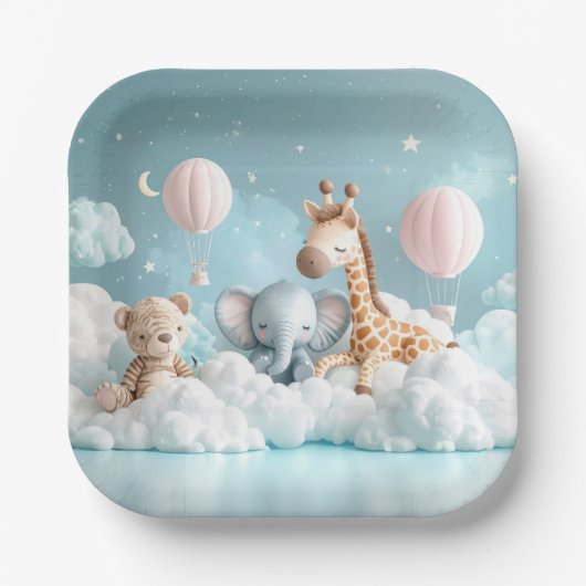 Assiettes En Carton Baby Giraffe avec tous ses amis (Recto)