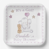 Assiettes En Carton Baby Girl Elephant and mignon Balloon Aquarelle (Recto)