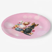 Assiettes En Carton Baby Girl et son chiot | Baby shower (Angle)