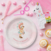 Assiettes En Carton Baby Girl Native Headdress Moccasins Blush Aqua (Fête)