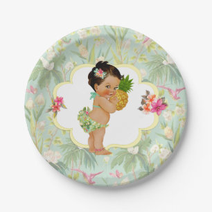 Assiettes En Carton Baby Girl Tropical Hawaiian Luau Hibiscus