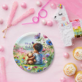 Assiettes En Carton Baby Girl with Teddy Bear Baby shower C'est une fi (Fête)