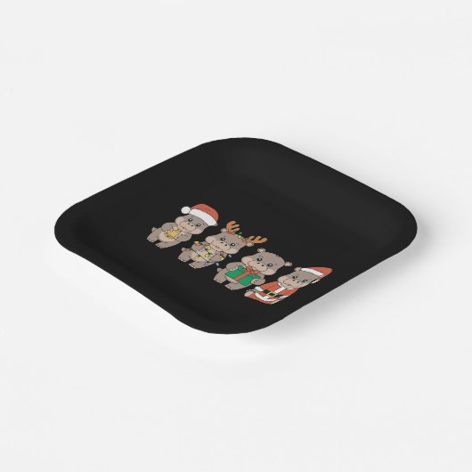 Assiettes En Carton Baby Hippo Moo Deng Noël (Angulaire)