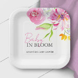 Assiettes En Carton Baby in Bloom Baby shower jetable<br><div class="desc">Ces plaques jetables en papier baby shower présentent des fleurs d'aquarelle dans les tons rose et orange. Les mots "Baby in Bloom" sont placés dans la typographie à la mode. Utilisez les champs modèle pour ajouter votre texte personnalisé. Un choix adorable pour bébé dans les idées de douche fleurie et...</div>