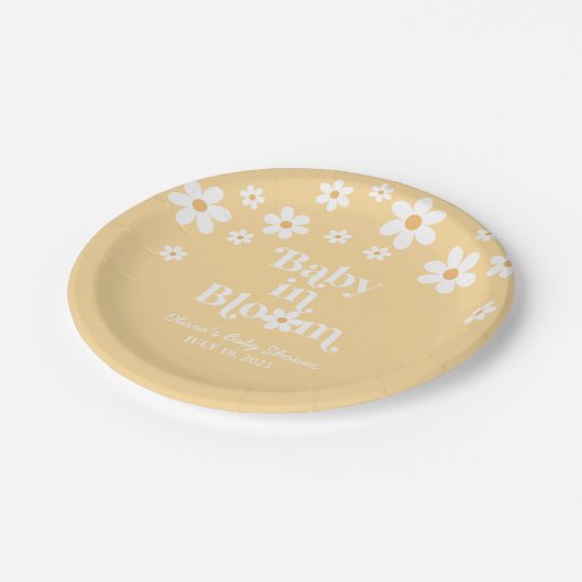 Assiettes En Carton Baby in Bloom boho Daisy Jaune Baby shower (Angle)