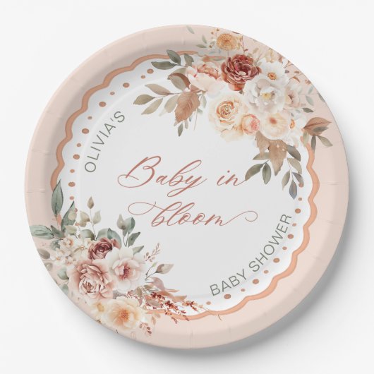 Assiettes En Carton Baby in Bloom Boho Floral Baby Shower (Devant)