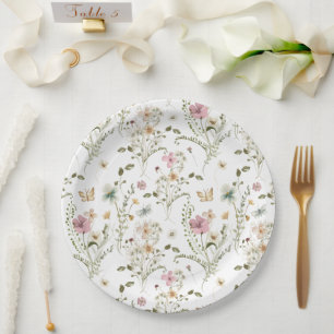 Assiettes En Carton Baby in Bloom Fleur sauvage Baby shower fille