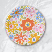 Assiettes En Carton Baby in Bloom Retro Fleur sauvage Baby shower