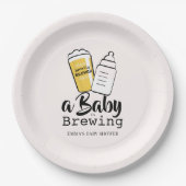 Assiettes En Carton Baby is Brewing Beer Baby Bottle Pink Baby Shower (Devant)