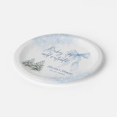 Assiettes En Carton Baby Its Cold Outside, Blue Bow Winter Baby Shower (Angle)